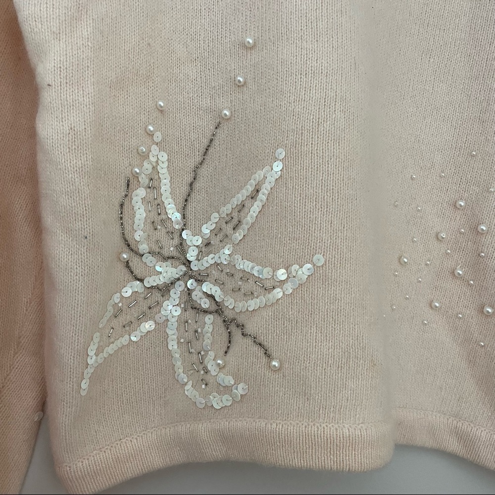 Vintage Marisa Christina Beaded Pearl Embellished Angora Sweater - Picture 5 of 13